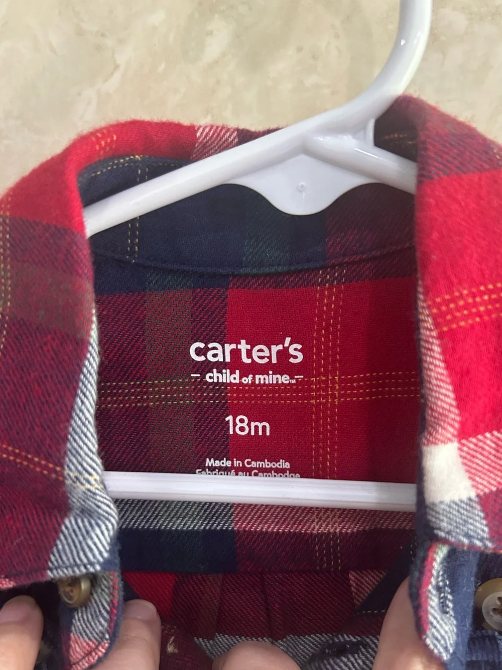 Carter’s Child of Mine navy corduroy and plaid shirt set
